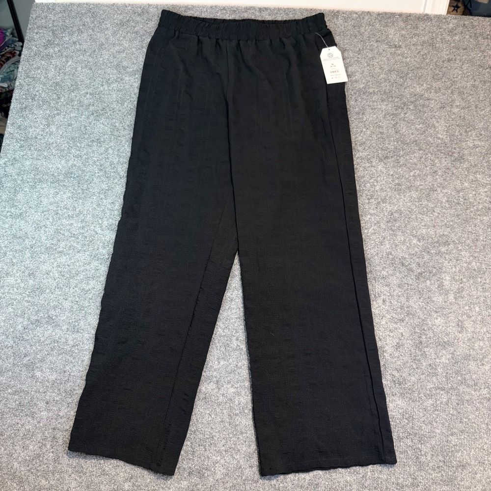 Time and Tru Womens Woven Flowy Pants Stretchy Waist Black Medium 8-10 NWT